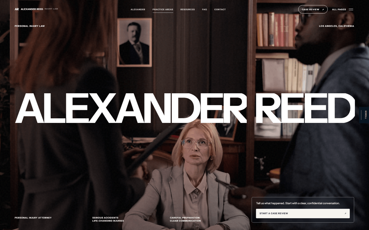 Alexander Reed Injury Law website template screenshot